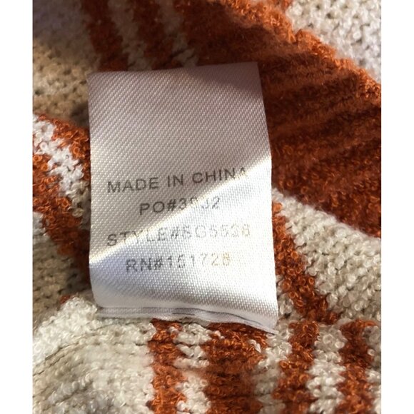 ee:some Women's Size Large Orange/Ivory Striped 3/4 Sleeve Sweater - Picture 8 of 8